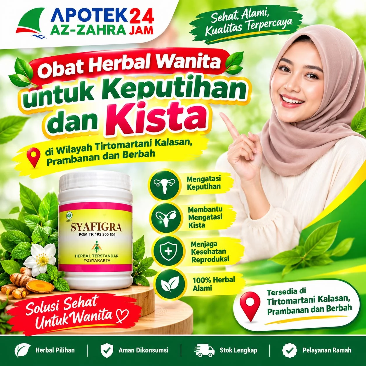 Obat Herbal Wanita Terdekat untuk Keputihan dan Kista di Tirtomartani Kalasan, Prambanan, Berbah